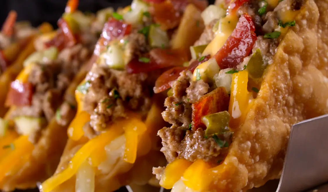Bacon Cheeseburger Wonton Tacos
