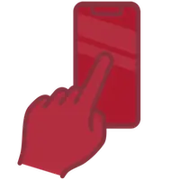 Icon of hand pointing to a smartphone 